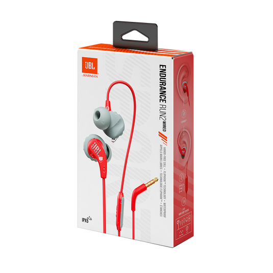 JBL Endurance Run 2 Wired - Coral Orange - Waterproof Wired Sports In-Ear Headphones - Detailshot 10 image number null